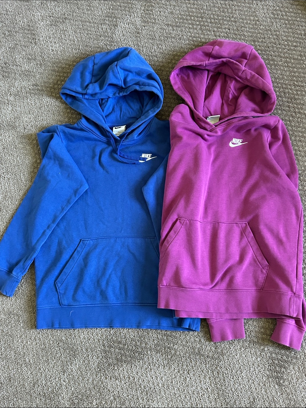 Nike Kids Hoodies in Blue and Magenta With White Logo